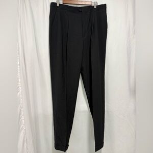 Christian Dior Monsieur Black Wool Dress Pants Trousers Pleated Vintage 34x32